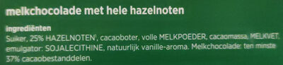 Hazelnoot melkchocolade - Ingrediënten