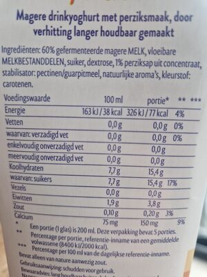 Drinkyoghurt perzik - Voedingswaarden