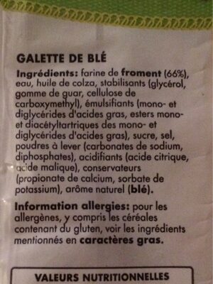 Tortillas blé - Ingredientes - fr