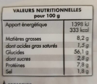 Tortillas blé - Información nutricional - fr