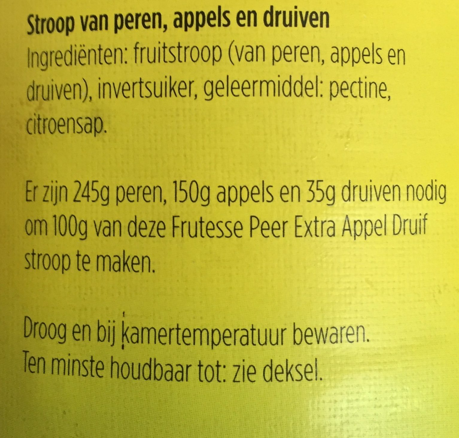 frutesse stroop (Peer Appel Druif) - Ingrediënten