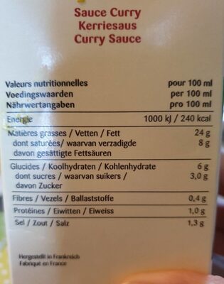 Sauce curry - Voedingswaarden