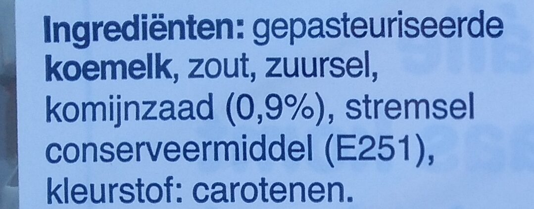 Jong Komijn Gouda 48+ Kaas - Ingrediënten