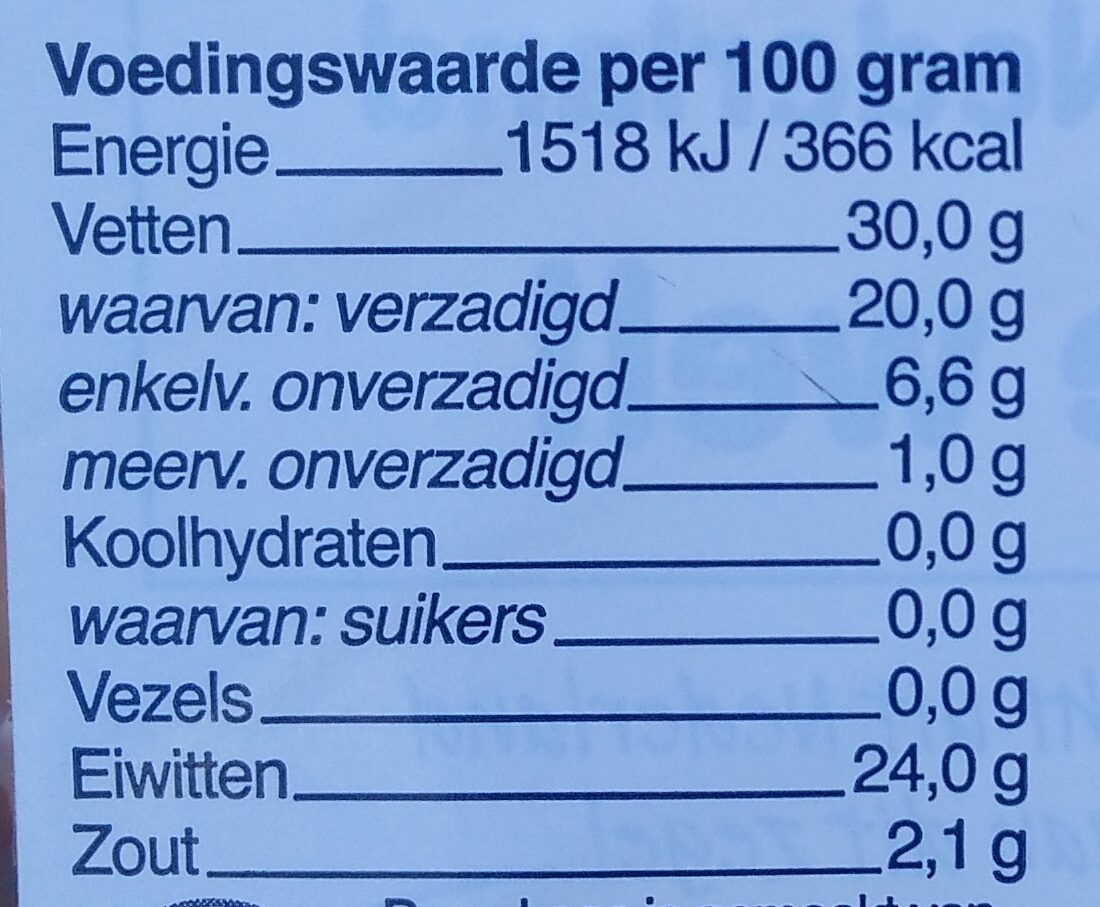 Jong Komijn Gouda 48+ Kaas - Voedingswaarden