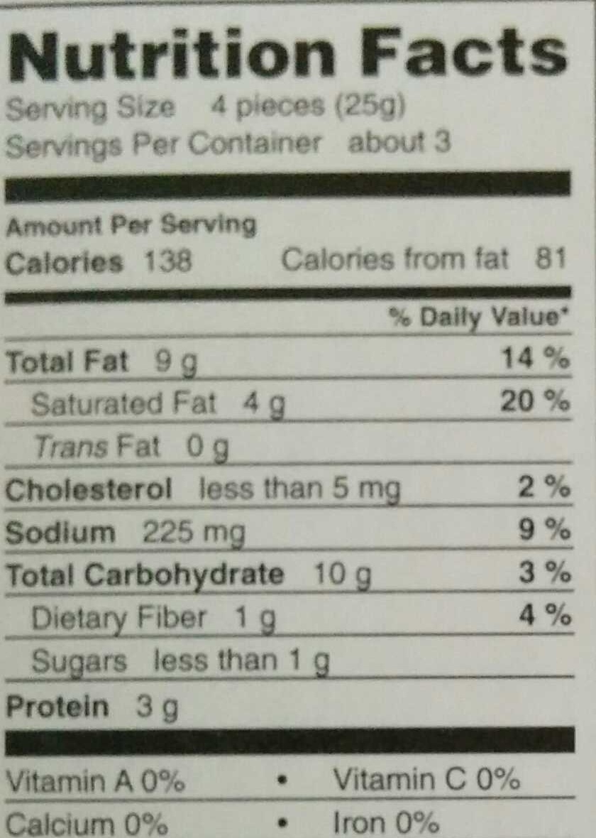 Gouda & Black Pepper cheese biscuits - Nutrition facts - fr