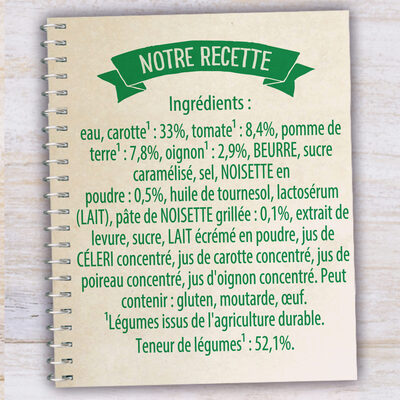Knorr Soupe Liquide Douceur de Carottes Pointe de Noisette Brique 4 Portions 1L - Ingredients - fr