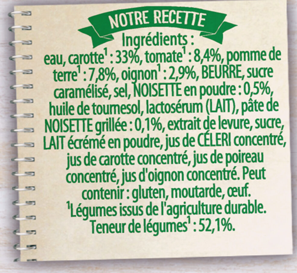 Knorr Soupe Douceur de Carottes Pointe de Noisette 30cl - Ingredientes - fr