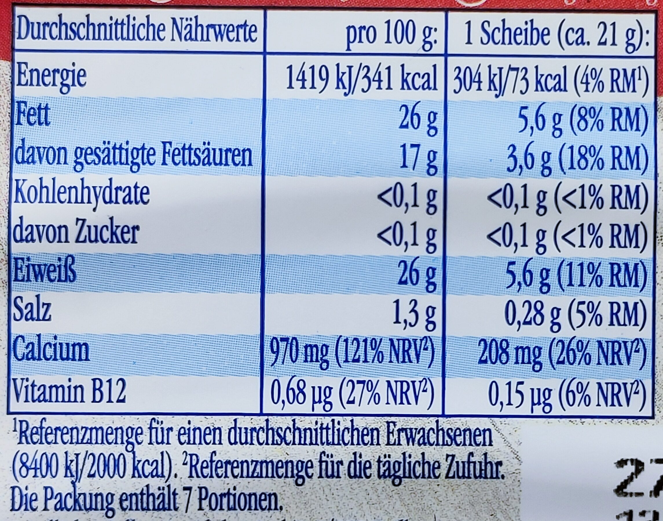 Landkäse zart-würzig - Maasdamer - Nutrition facts - de