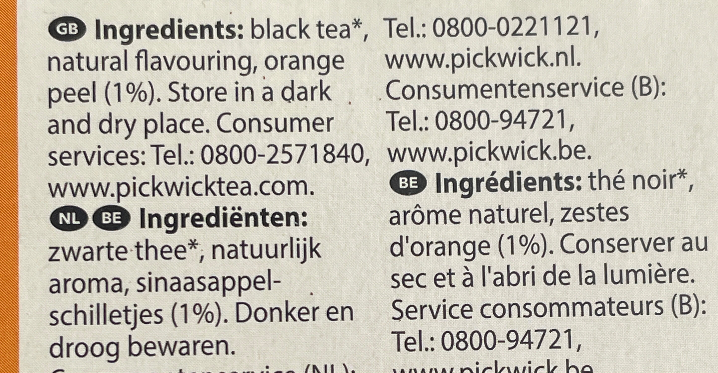 Pickwick Orange - Ingrediënten