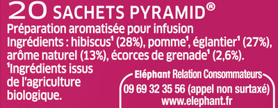 Elephant Mon Infusion Bio Grenade Hibiscus 20 Sachets Pyramid® - Ingrédients