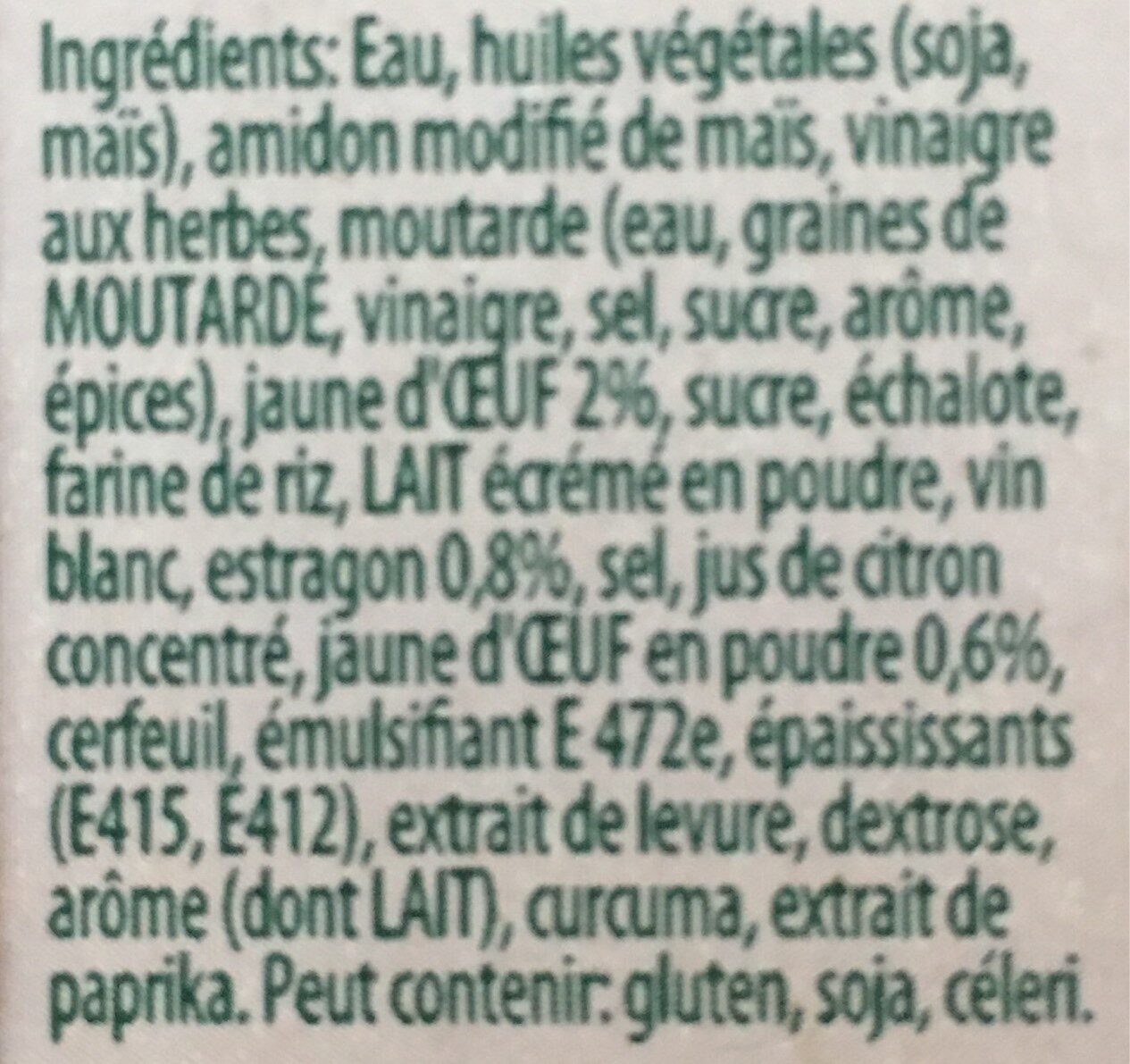 Sauce Béarnaise - Ingrediënten - fr