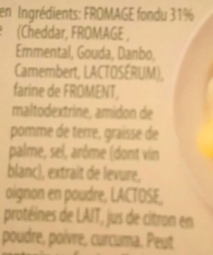 Sauce Fromage - Ingrediënten - fr