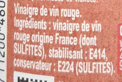 Vinaigre Français de Vin Rouge - Ingrédients