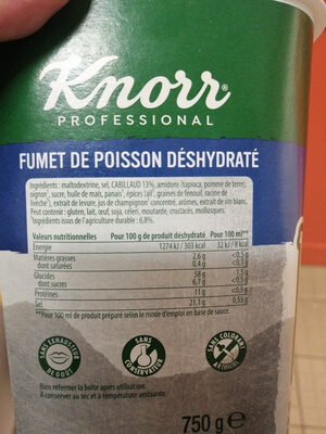 Knorr Fumet de Poisson déshydraté Boîte 750g jusqu'à 50L - Ingrédients