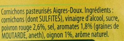 Amora Cornichons Aigres-Doux - saveur Douce et Gourmande - Ingredients - fr
