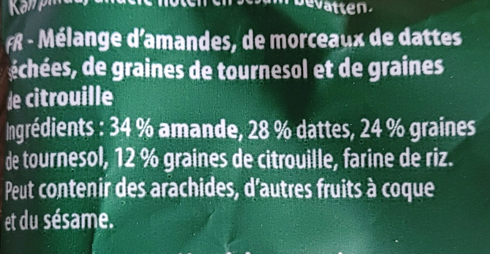 Date et seed nut mix - Ingredients - fr