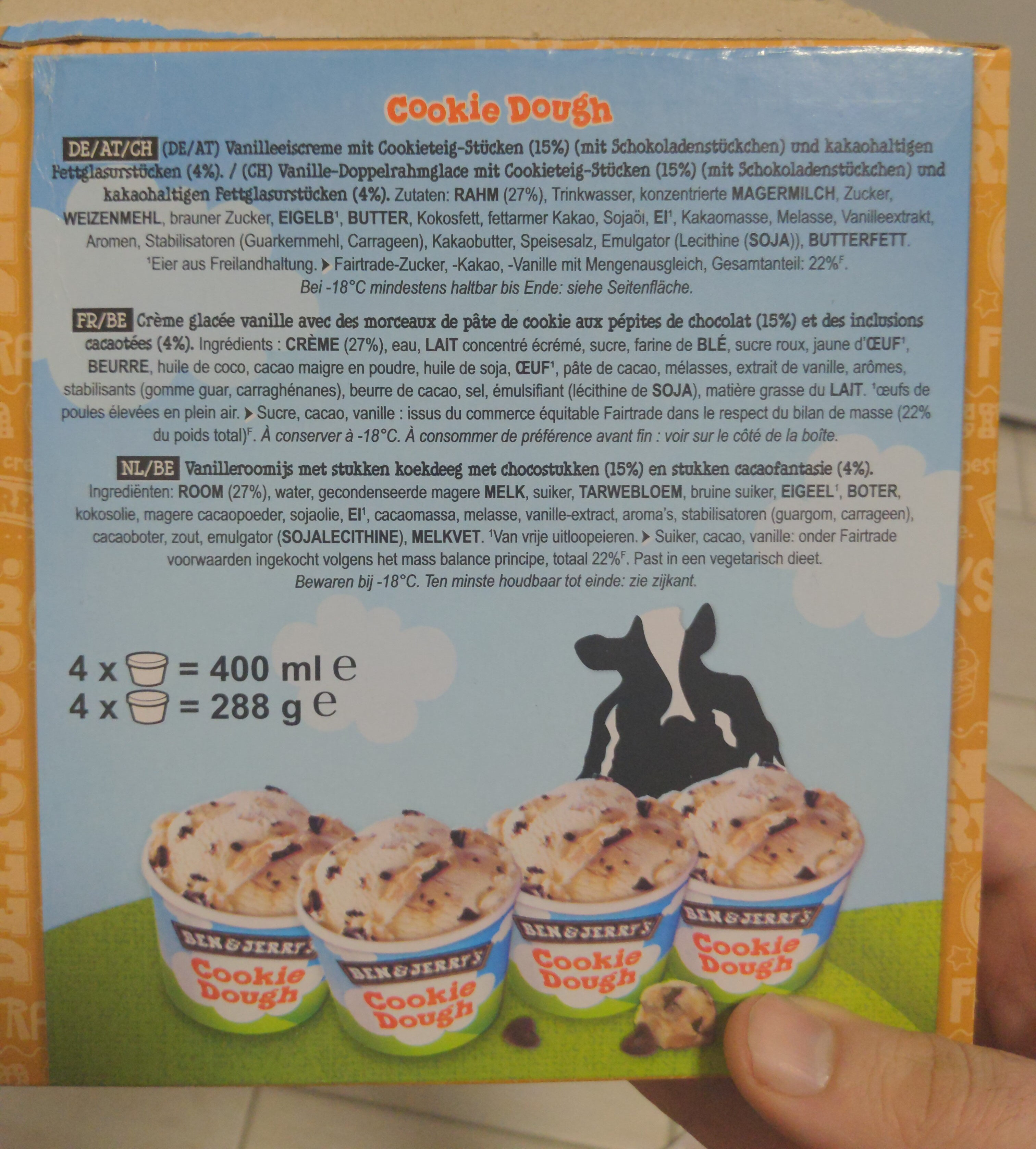 Ben & Jerry's Glace en Pot The Cookie Cool-loction 4x100ml - Ingrédients