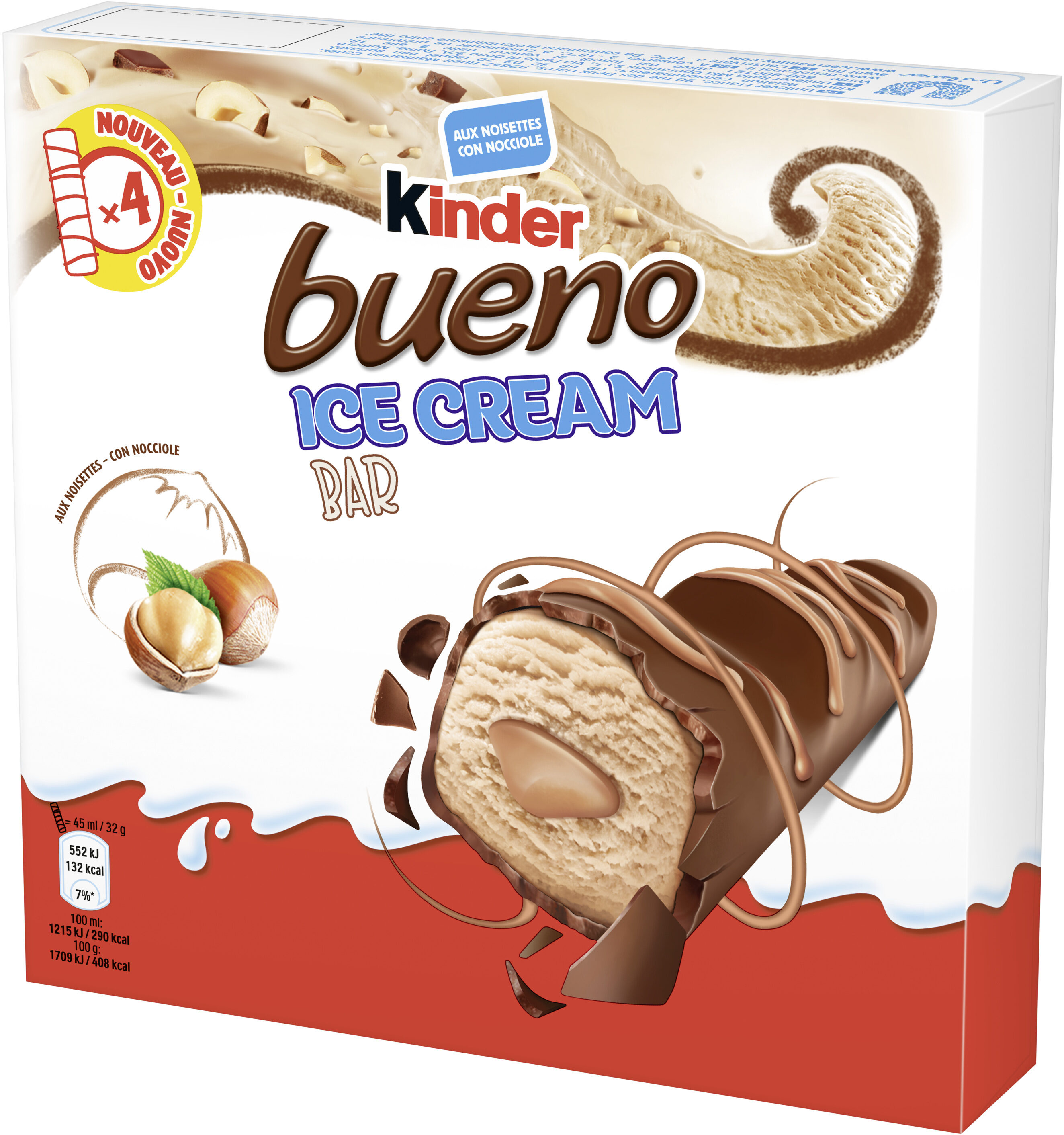 KINDER Bueno Ice Cream Barre Crème Glacée au Lait Enrobée de Chocolat - Product - fr