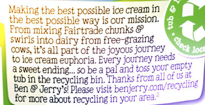 BEN & JERRY'S Glace en Pot Caramel Brownie Party - Recycling instructions and/or packaging information