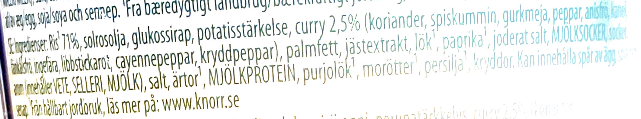 Rice Snack Pot - Curry - Ingredienser