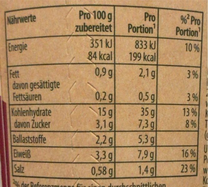Vollkorn Pasta Snack Tomate & Speck - Nutrition facts - de
