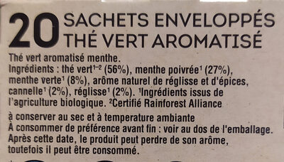 Thé Vert Bio Menthe Orient 20 Sachets - Składniki - fr