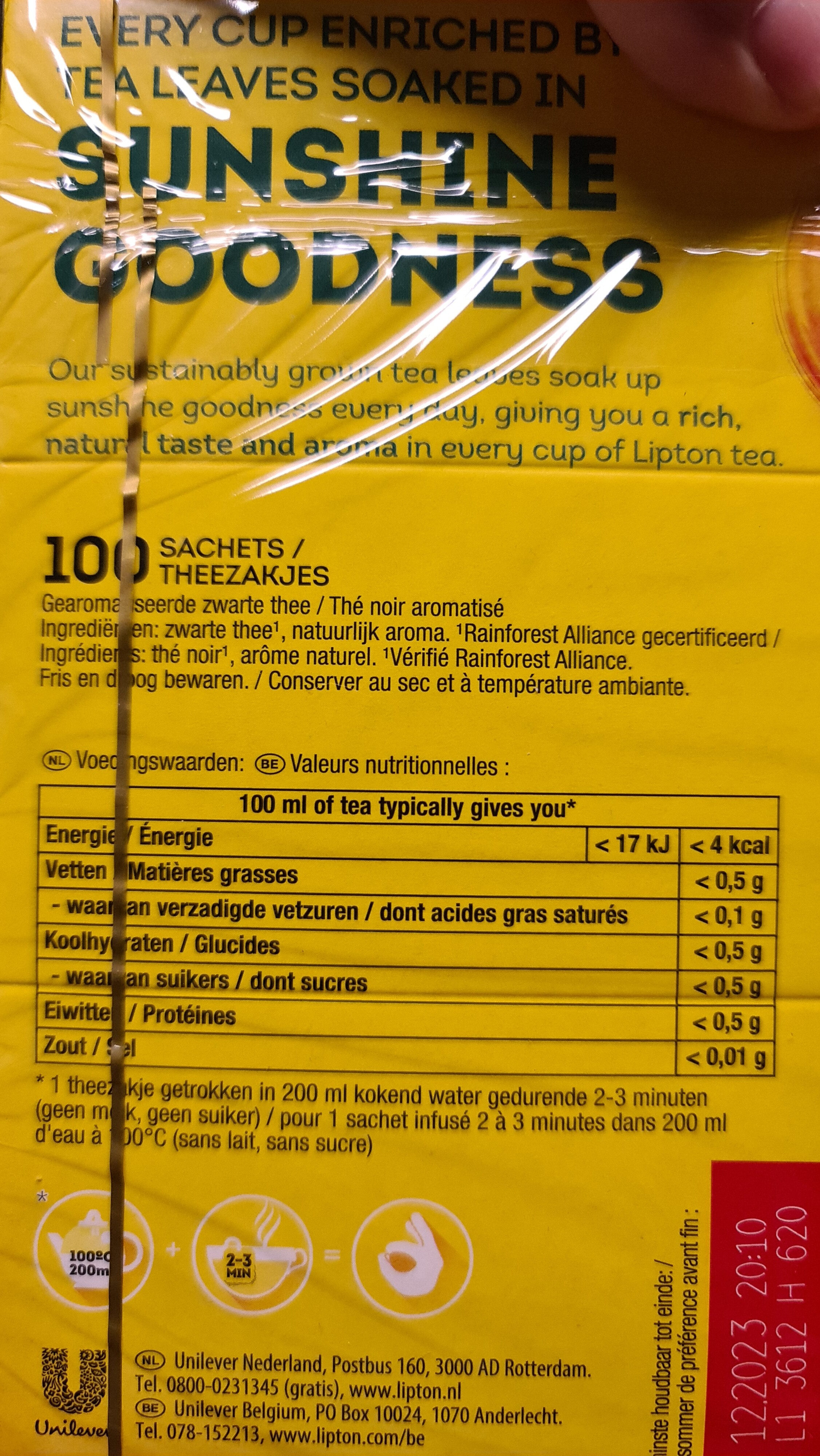 Yellow Label - Ingrediënten - en