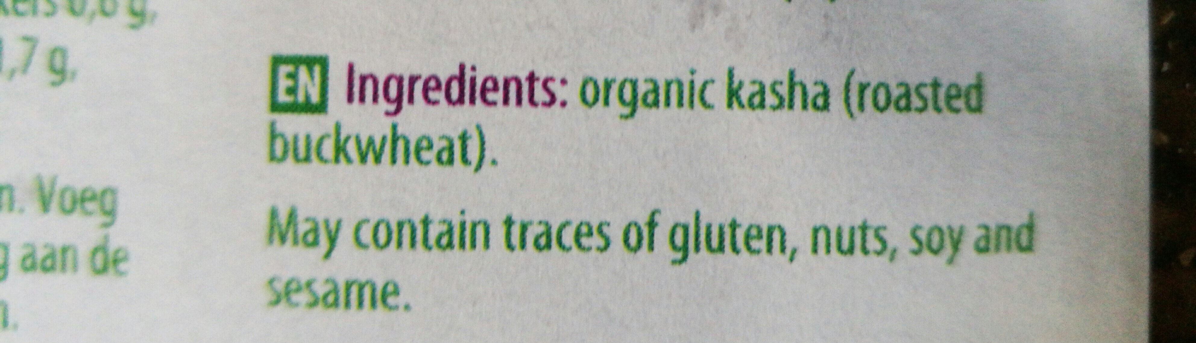 Kasha, roasted buckwheat - Ingrediënten - en