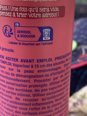 MONSAVON Déodorant Femme Spray Grenade Tellement Fraîche 200ml - Recycling instructions and/or packaging information - fr