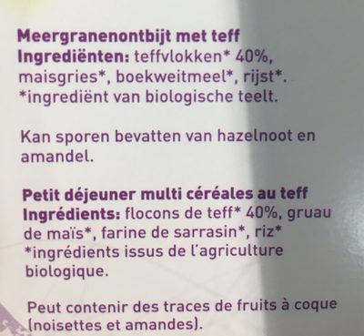 Teff oergranenonbijt - Ingrediënten - fr