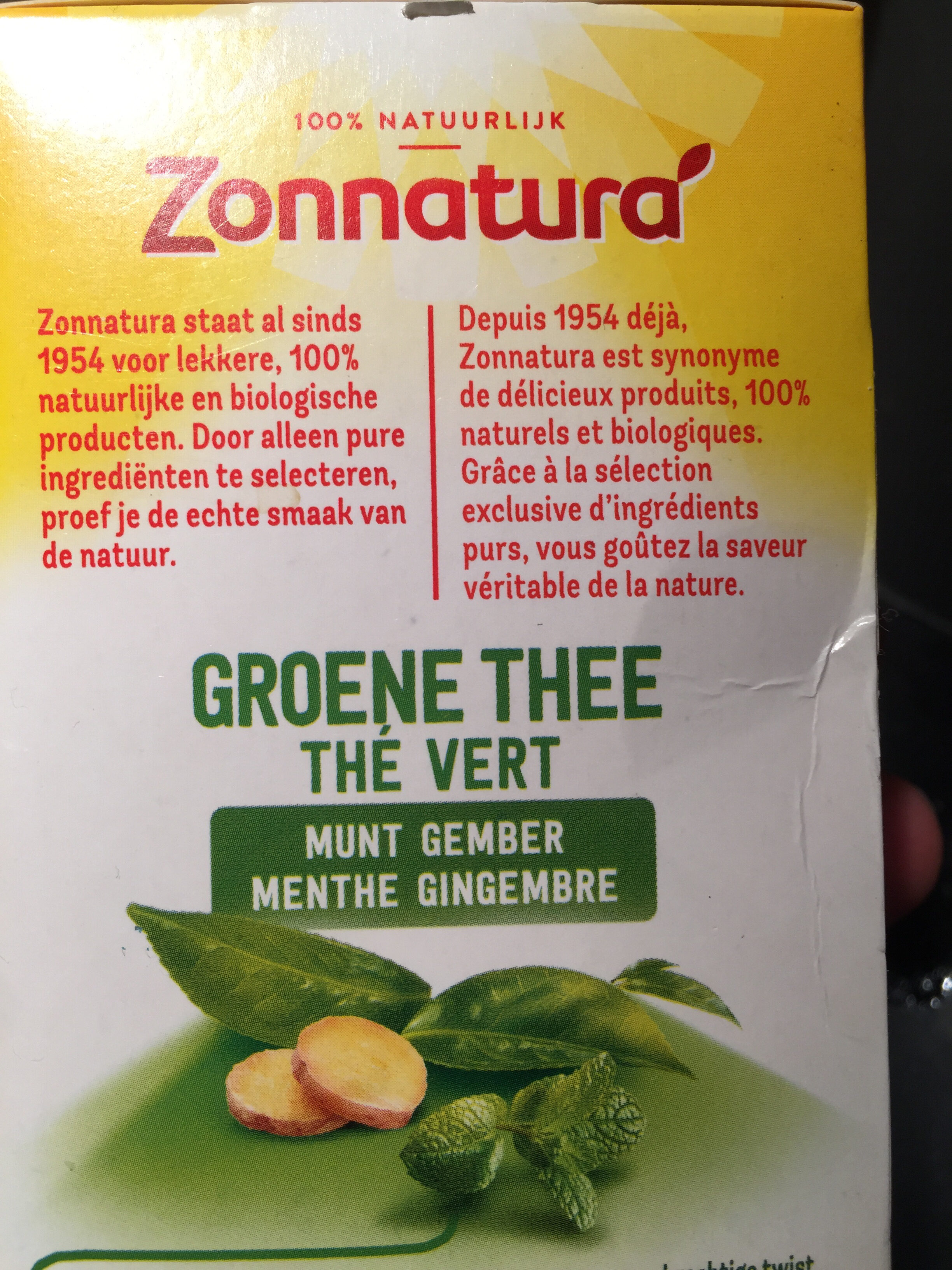 Zonnatura green thee - Tableau nutritionnel - nl