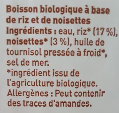Hazelnoot & Rijst drink noisette riz - Ingredienser - en
