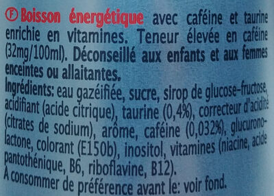 Regular Energy Drink taurine - Zutaten - fr