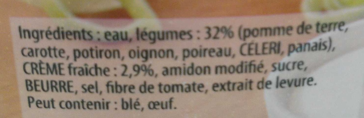 Knorr Soupe Liquide Douceur d'Automne à la Crème Fraîche 50cl - Ingredients - fr