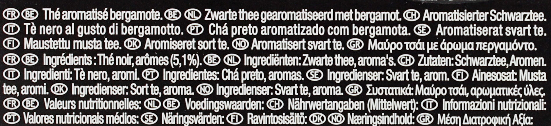 Lipton Thé Noir Rich Earl Grey 25 Sachets - Ingredients - fr
