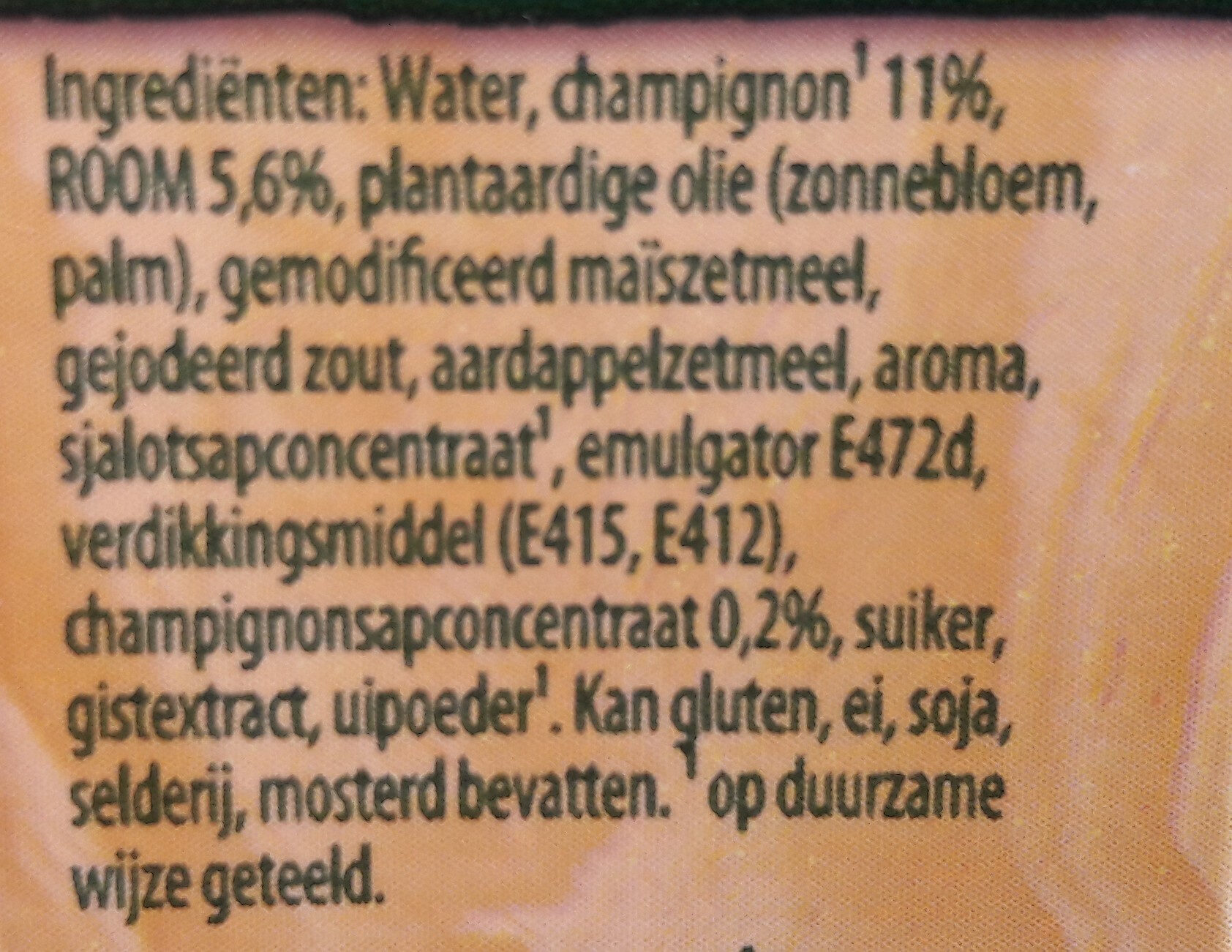 Knorr Champignonroomsaus - Ingrediënten