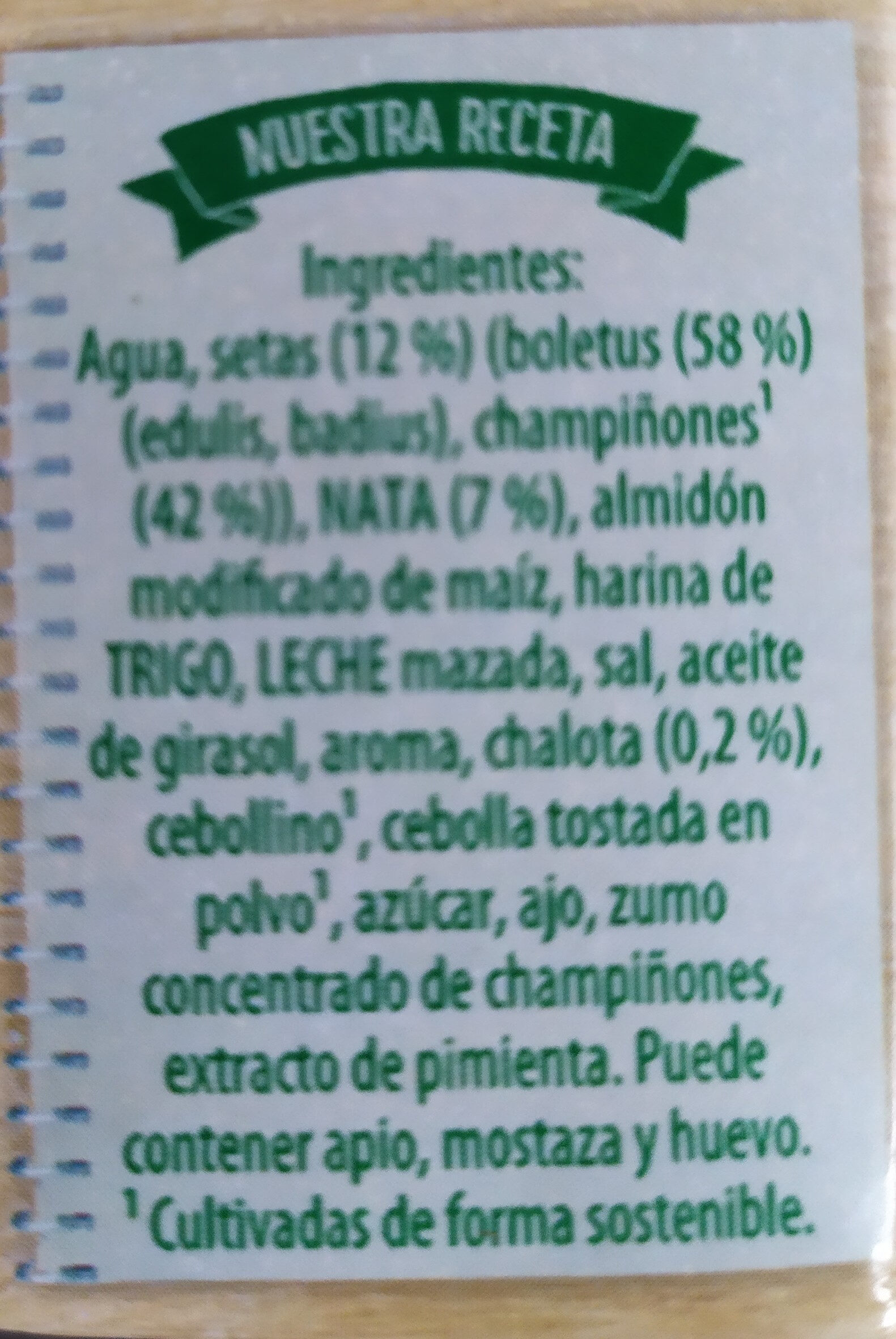 Knorr Crema De Bolets Del Bosc Amb Xampinyons 500ML - Ingredientes