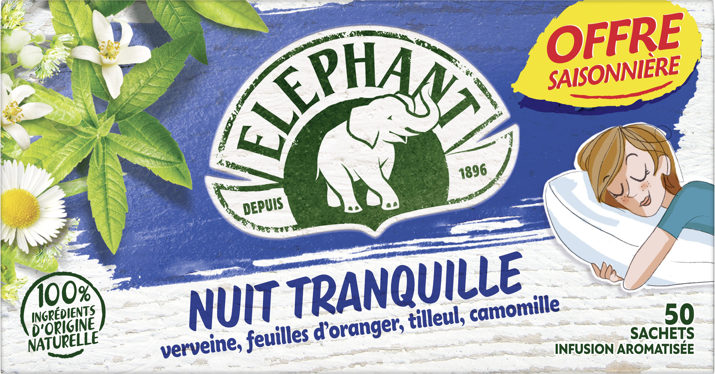 Elephant Tisane Nuit Tranquille Offre Saisonnière 50 Sachets - Produit