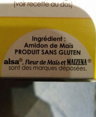 Maizena Fleur de Maïs Sans Gluten 400g Lot de 2 - Ingredientes - fr