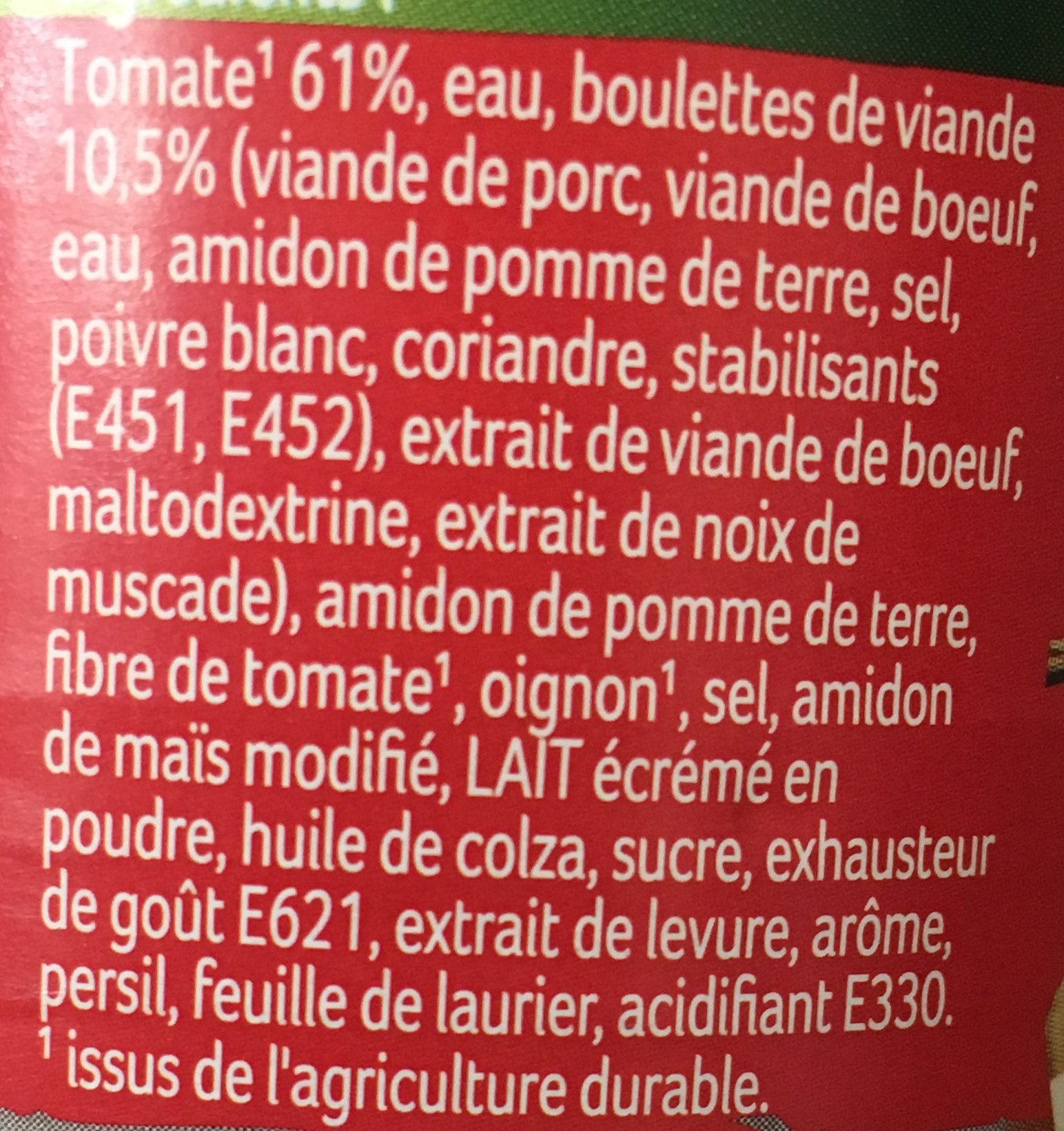 Soupe tomates avec boulettes - Ingrediënten - fr