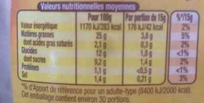 Amora Sauce Pommes Frites Flacon Souple 448g - Nutrition facts - fr