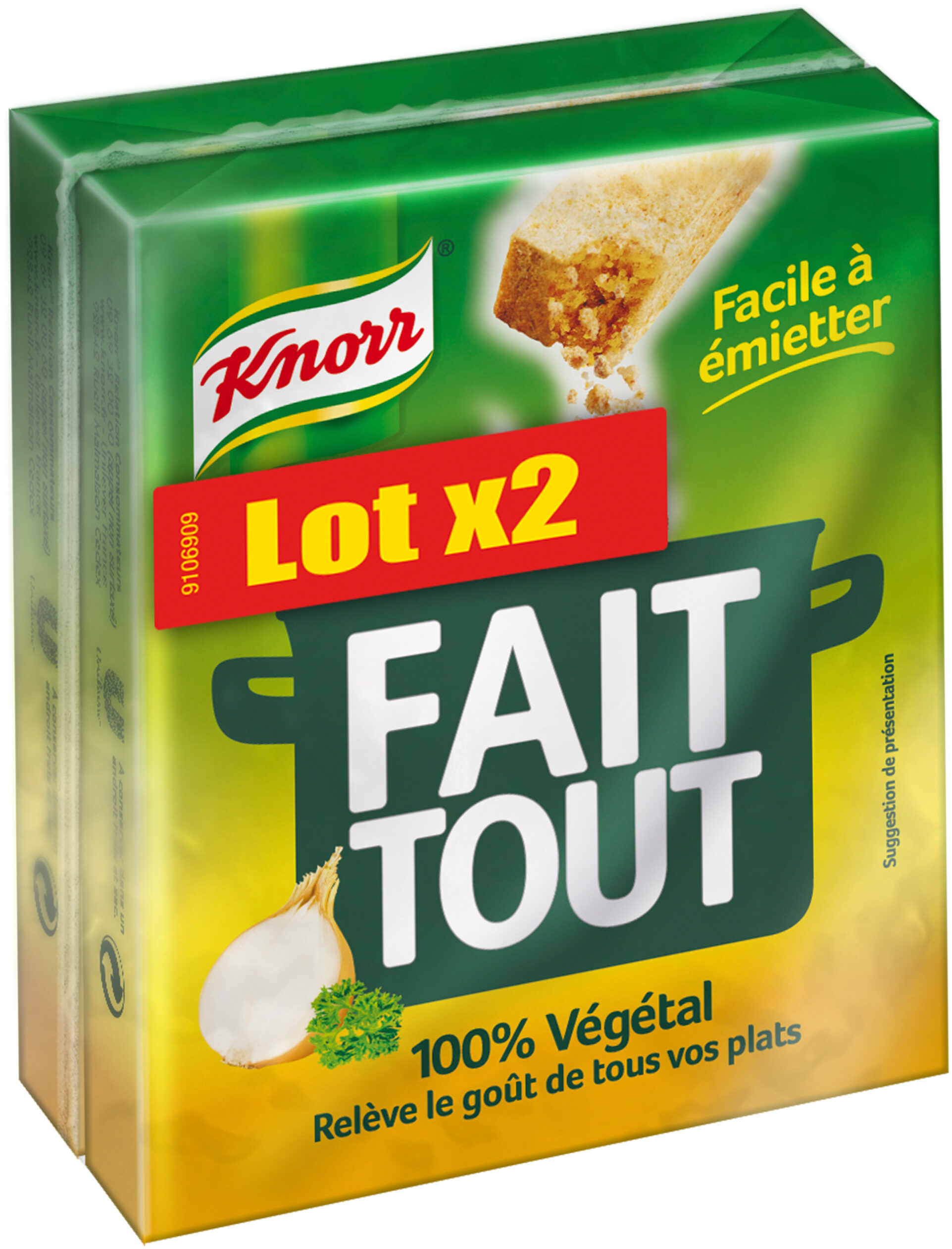 Knorr Bouillon Cube Fait Tout 100% Végétal Lot 2x10 - 200g - Produit