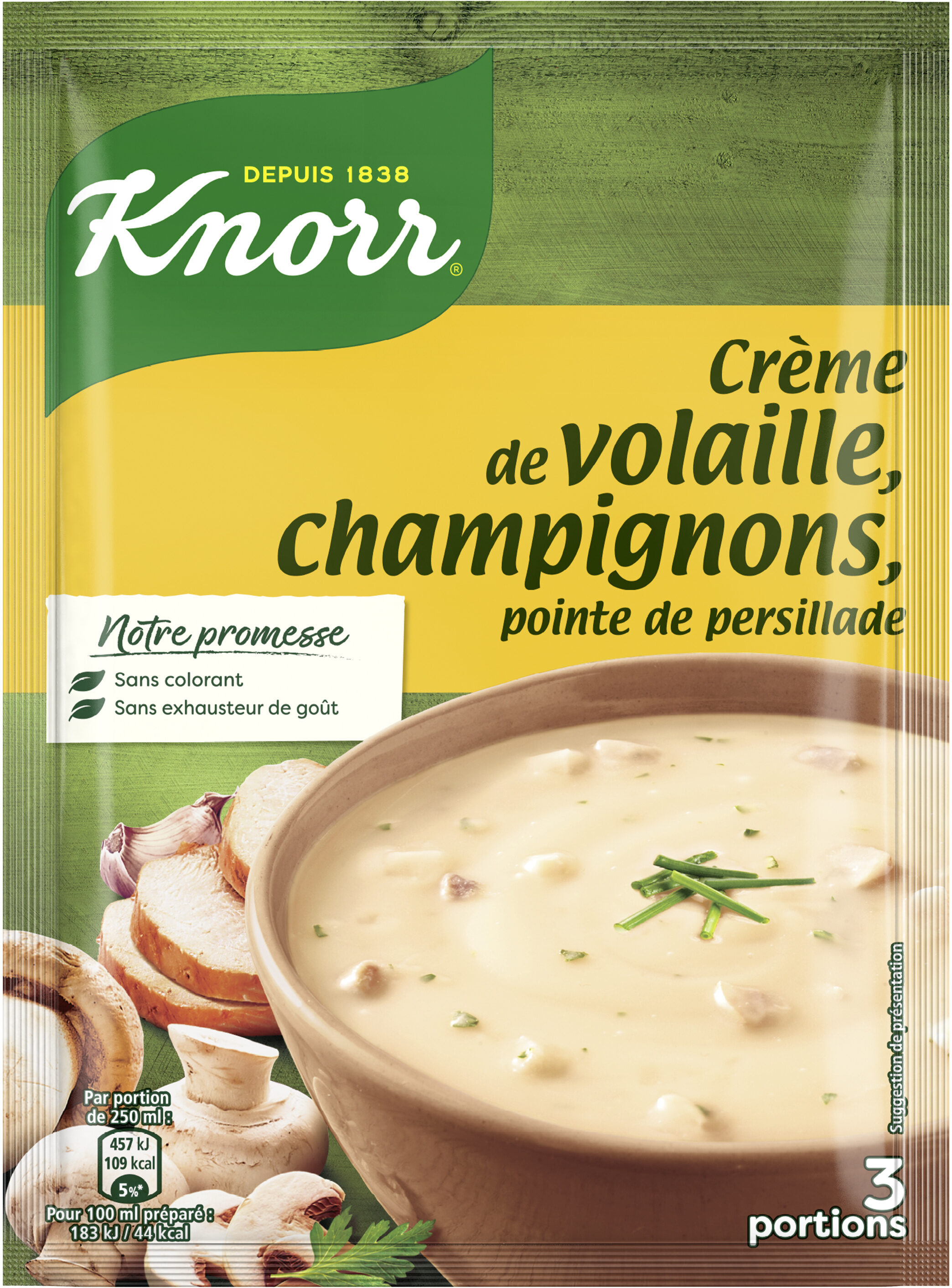 Knorr Soupe Crème de Volaille et Champignons 75g 3 Portions - Produit