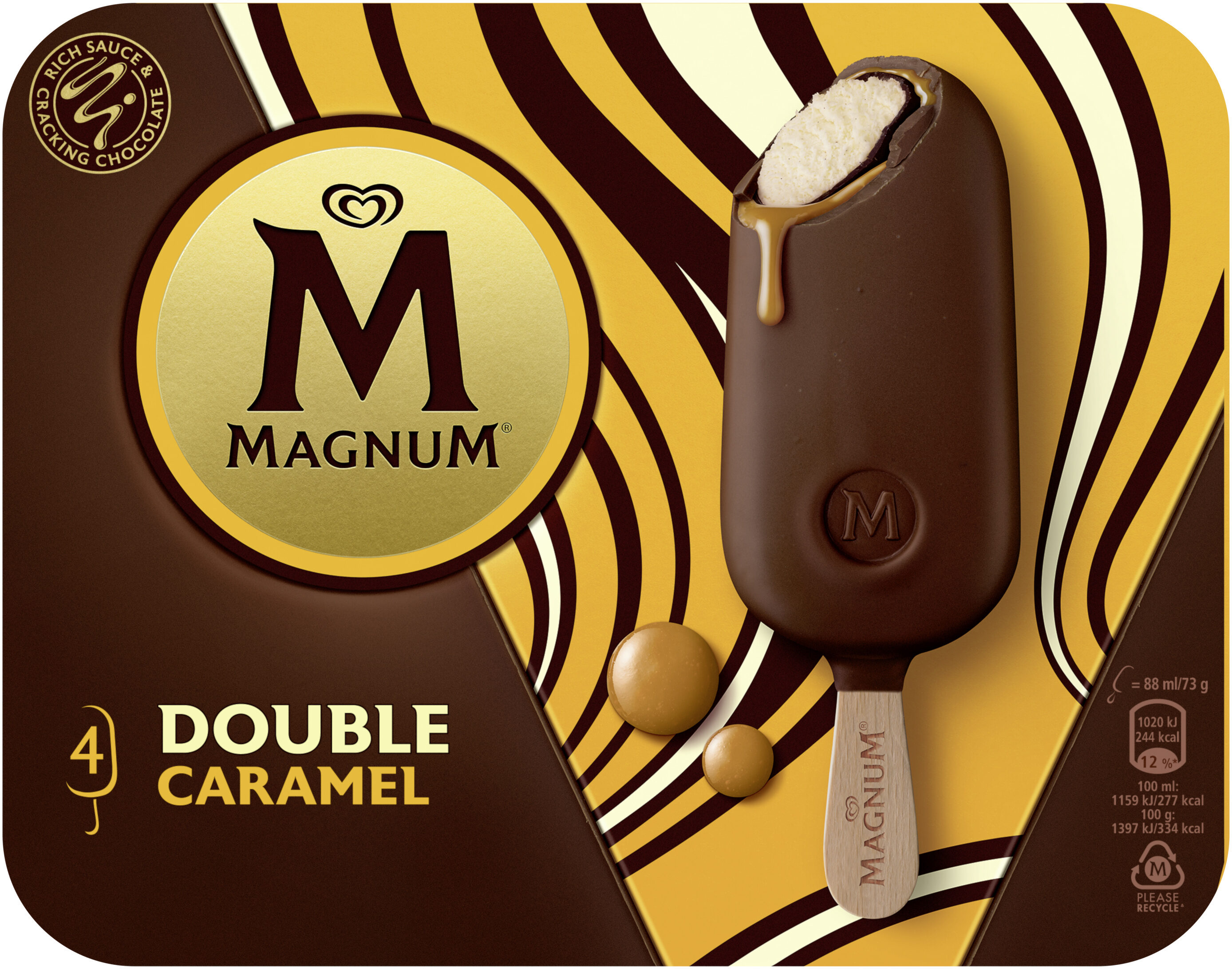 Magnum Glace Bâtonnet Double Caramel 4x88ml - Produit