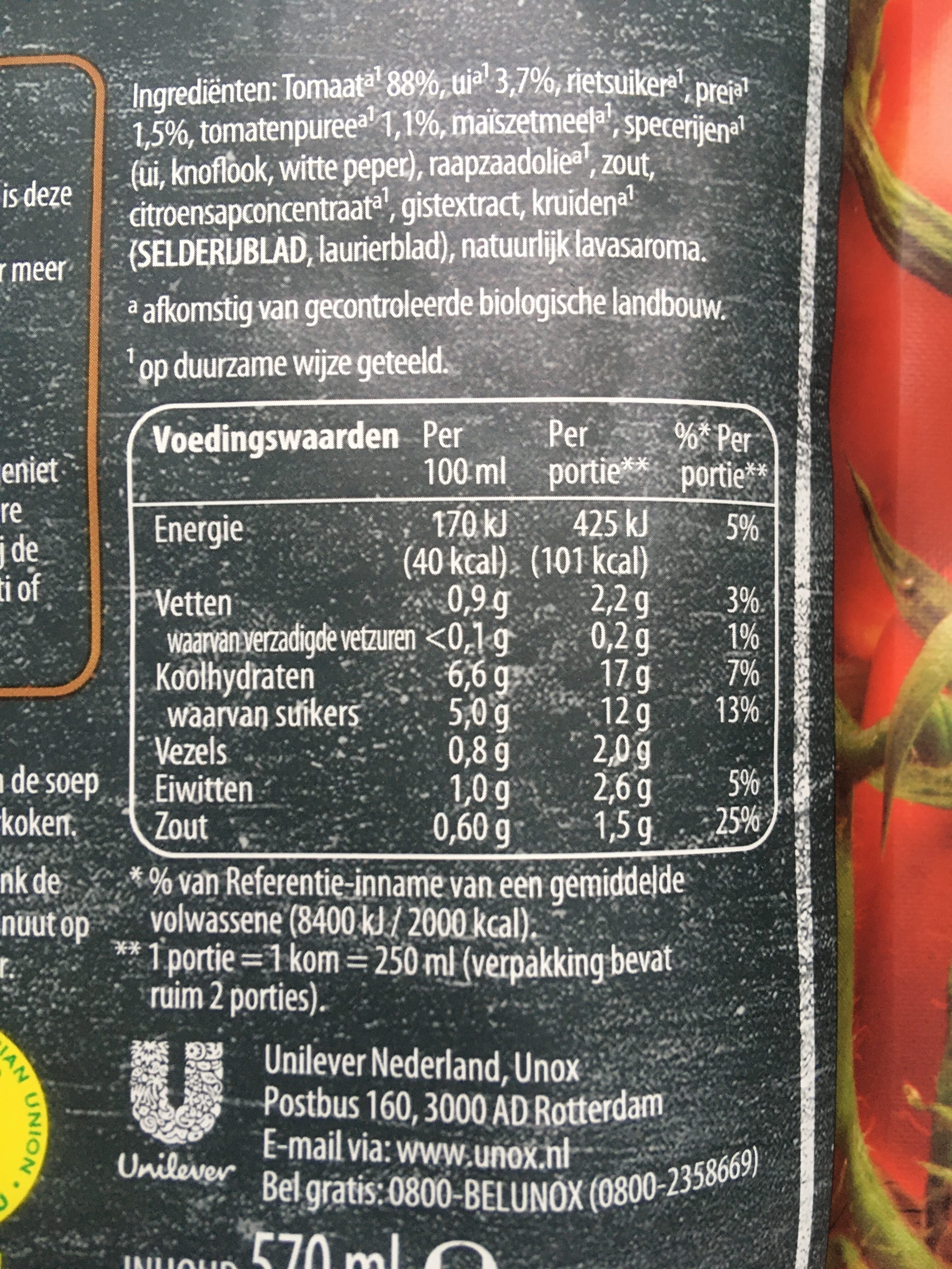 Tomatensoep - Nutrition facts