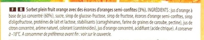 Sorbet orange plein fruit Carte d'or - Ingrediënten - fr