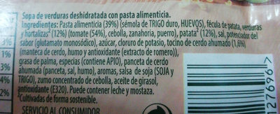 Sopa Deshidratada Minestrone Knorr - Ingredients - es