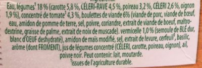 Secret de Grand-Mère - Julienne Tomates-Légumes aux Boulettes - Ingrediënten - fr