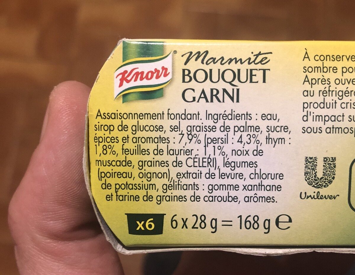 Knorr Marmite Bouquet Garni 6 Capsules 168g - Ingrédients