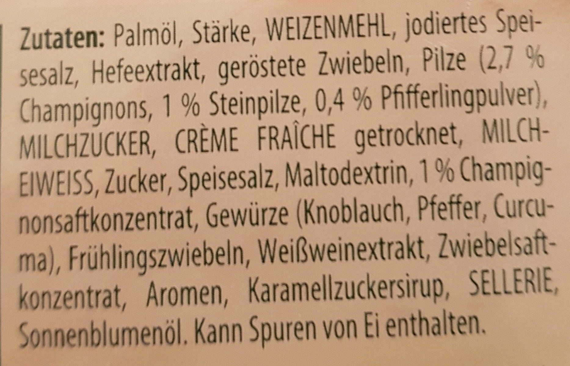 TüSu - Waldpilz Cremesuppe Feinschmecker - Ingrédients